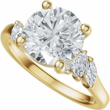 14K Yellow Gold 8.2 mm Round 1/2 CTW Lab-Grown Diamond Semi-Set Engagement Ring