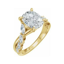 14K Yellow Gold 9x7 mm Elongated Cushion 1/2 CTW Lab-Grown Diamond Semi-Set Engagement Ring