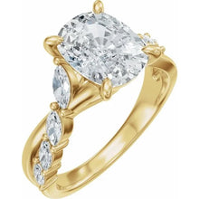 14K Yellow Gold 9x7 mm Elongated Cushion 1/2 CTW Lab-Grown Diamond Semi-Set Engagement Ring