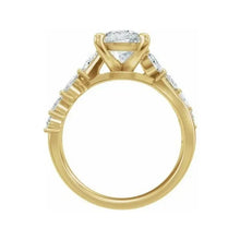14K Yellow Gold 9x7 mm Elongated Cushion 1/2 CTW Lab-Grown Diamond Semi-Set Engagement Ring
