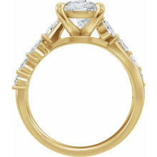 14K Yellow Gold 9x7 mm Elongated Cushion 1/2 CTW Lab-Grown Diamond Semi-Set Engagement Ring