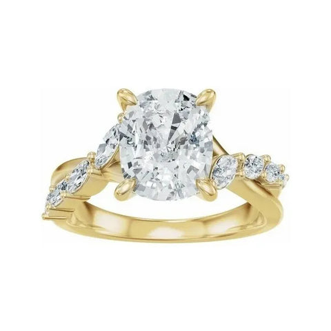 14K Yellow Gold 9x7 mm Elongated Cushion 1/2 CTW Lab-Grown Diamond Semi-Set Engagement Ring