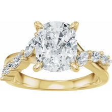 14K Yellow Gold 9x7 mm Elongated Cushion 1/2 CTW Lab-Grown Diamond Semi-Set Engagement Ring
