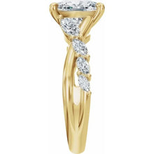 14K Yellow Gold 9x7 mm Elongated Cushion 1/2 CTW Lab-Grown Diamond Semi-Set Engagement Ring