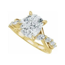 14K Yellow Gold 9x7 mm Elongated Cushion 1/2 CTW Lab-Grown Diamond Semi-Set Engagement Ring