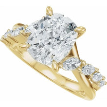 14K Yellow Gold 9x7 mm Elongated Cushion 1/2 CTW Lab-Grown Diamond Semi-Set Engagement Ring