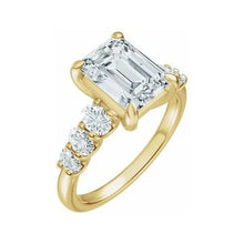 14K Yellow Gold 8.5x6.5 mm Emerald 3/4 CTW Lab-Grown Diamond Semi-Set Engagement Ring
