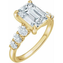 14K Yellow Gold 8.5x6.5 mm Emerald 3/4 CTW Lab-Grown Diamond Semi-Set Engagement Ring