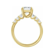 14K Yellow Gold 8.5x6.5 mm Emerald 3/4 CTW Lab-Grown Diamond Semi-Set Engagement Ring