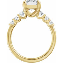 14K Yellow Gold 8.5x6.5 mm Emerald 3/4 CTW Lab-Grown Diamond Semi-Set Engagement Ring