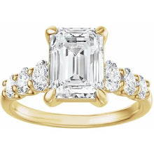 14K Yellow Gold 8.5x6.5 mm Emerald 3/4 CTW Lab-Grown Diamond Semi-Set Engagement Ring