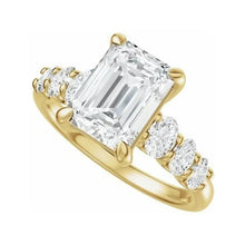 14K Yellow Gold 8.5x6.5 mm Emerald 3/4 CTW Lab-Grown Diamond Semi-Set Engagement Ring