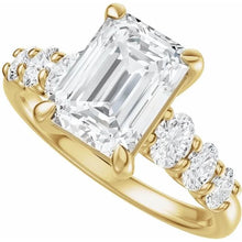 14K Yellow Gold 8.5x6.5 mm Emerald 3/4 CTW Lab-Grown Diamond Semi-Set Engagement Ring