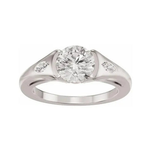 14K White Gold 6.5 mm Round 1/6 CTW Lab-Grown Diamond Semi-Set Engagement Ring