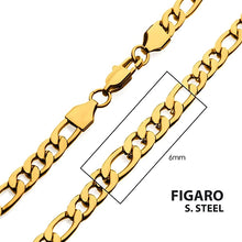6mm Golden Tone Figaro Chain Necklace