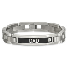 Chisel Stainless Steel Brushed Black IP-plated with CZ  DAD 8.75 inch Bracelet and 24 inch Necklace Set