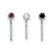10k White Gold 1.5mm Set Of 3 CZ Nose Studs