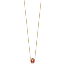 14K Polished Red and Black Enameled Ladybug 17 inch Necklace Plus 1 inch Extender