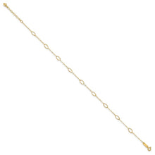 14k Textured Oval Shapes 9 inch Plus 1 inch Extender - Total 10 inch Anklet