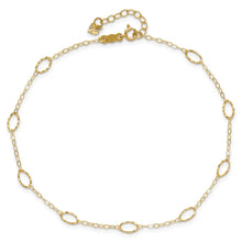 14k Textured Oval Shapes 9 inch Plus 1 inch Extender - Total 10 inch Anklet