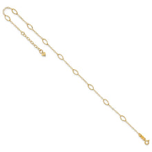 14k Textured Oval Shapes 9 inch Plus 1 inch Extender - Total 10 inch Anklet