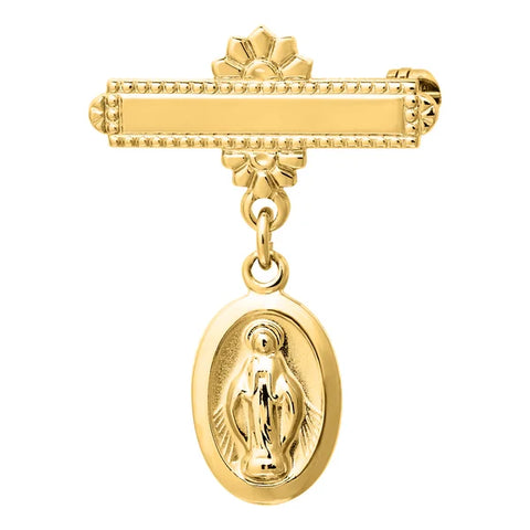 KK 14K GOLD BAR PIN W/drop