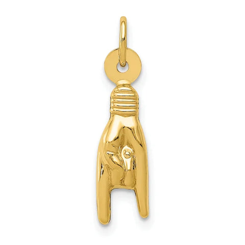 14K 3-D Rock On Sign Charm