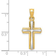 14k and White Rhodium Cross Pendant