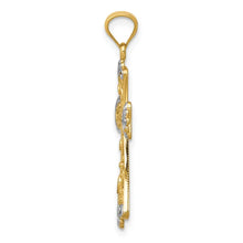 14K with White Rhodium Reversible with GOD LOVE Cross Pendant