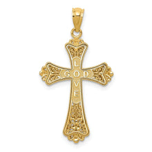 14K with White Rhodium Reversible with GOD LOVE Cross Pendant