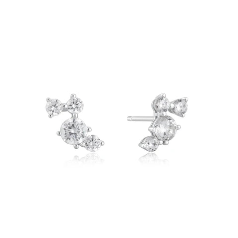 Silver pave Climber Stud  Earrings