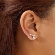 Silver pave Climber Stud  Earrings