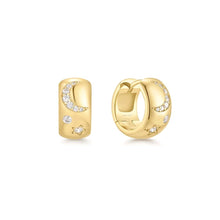 Gold Celestial Chunky Huggie Hoop Earrings