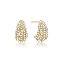Gold pave Shrimp Stud Hoop Earrings