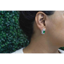 Oval Emerald & Marquise Diamond Petal Halo Earrings