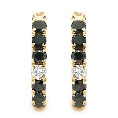 Black Diamond and White Diamond Huggie Earrings