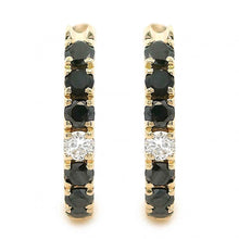 Black Diamond and White Diamond Huggie Earrings