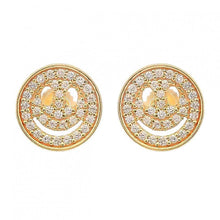 Smiley Face Diamond Accent Stud Earrings