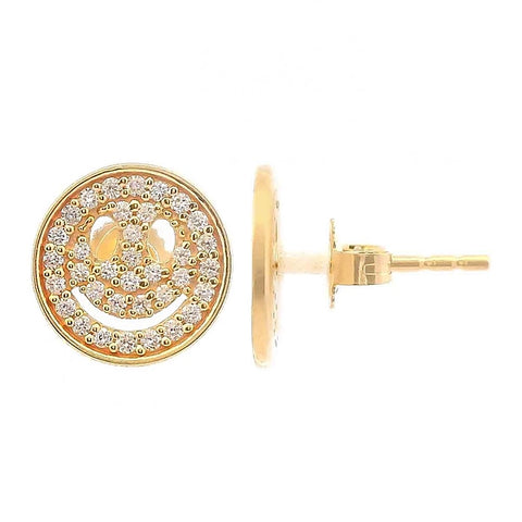Smiley Face Diamond Accent Stud Earrings