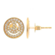 Smiley Face Diamond Accent Stud Earrings