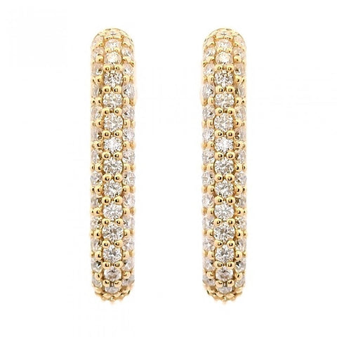 Rounded Pave Rectangular Hoop Earring