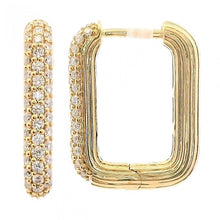 Rounded Pave Rectangular Hoop Earring