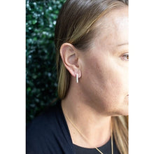 Rounded Pave Rectangular Hoop Earring