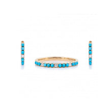 In Line Turquoise and Diamond Huggie Earrings