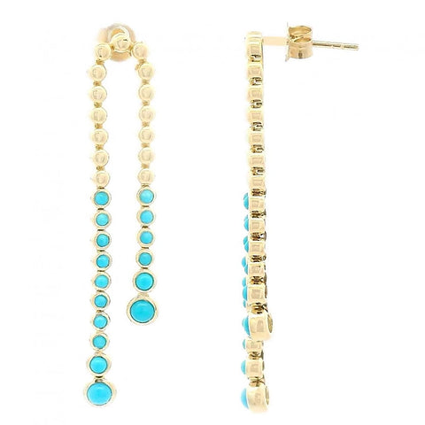 Bezel Set Graduated Waterfall Turquoise Earring