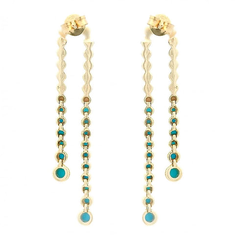 Bezel Set Graduated Waterfall Turquoise Earring