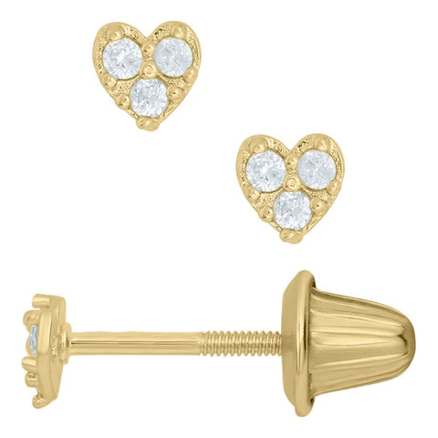 KK 14K CZ PAVE Heart earring