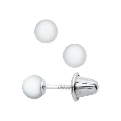 KK 14K White gold ball earring