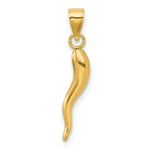 14k Polished Hollow 3-D Italian Horn Pendant