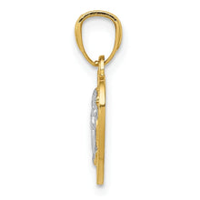 14k and White Rhodium Polished Guardian Angel in Heart Pendant